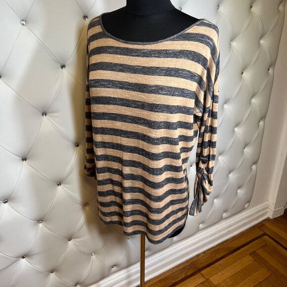 Ki-line Striped Black And Tan Women’s Top Size S - Picture 2 of 9